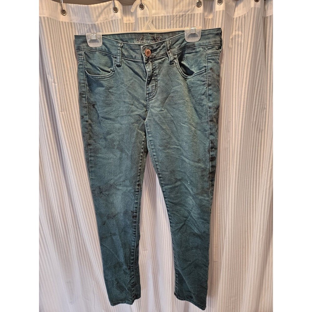 American Eagle Outfitters Jegging Size 10 Regular Stretch Green Teal Tie Dye